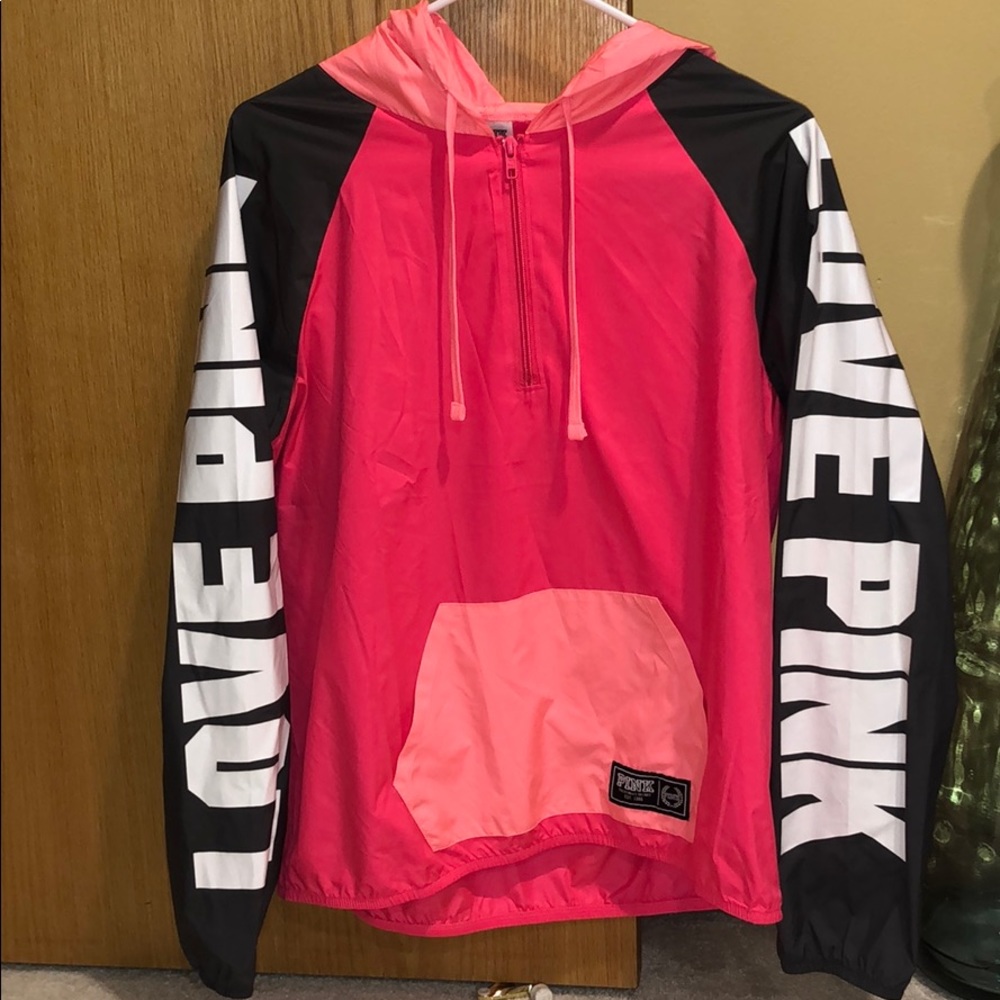 VS PINK Hooded Quarter Zip Windbreaker